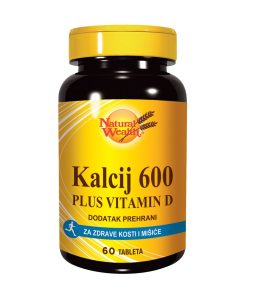 Natural Wealth Kalcij 600 + vitamin D tablete a60