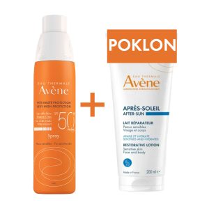 Avène SUN sprej za zaštitu od sunca SPF 50+ 200 ml + POKLON obnavljajući kremasti gel poslije sunčanja 200 ml