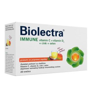 Biolectra IMMUNE Vitamin C + Vitamin D3 + Cink + Selen šumeće granule vrećice a20